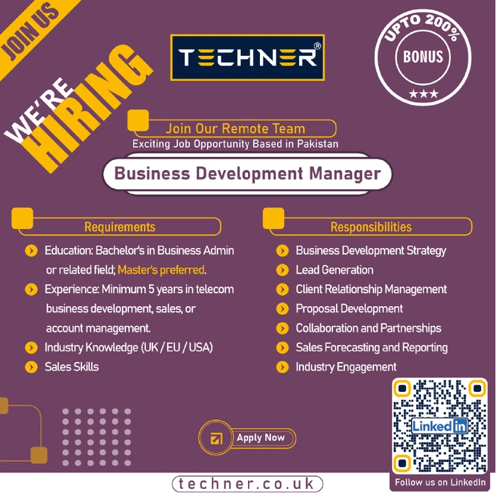 Techner - Jobs - Business Development Manager