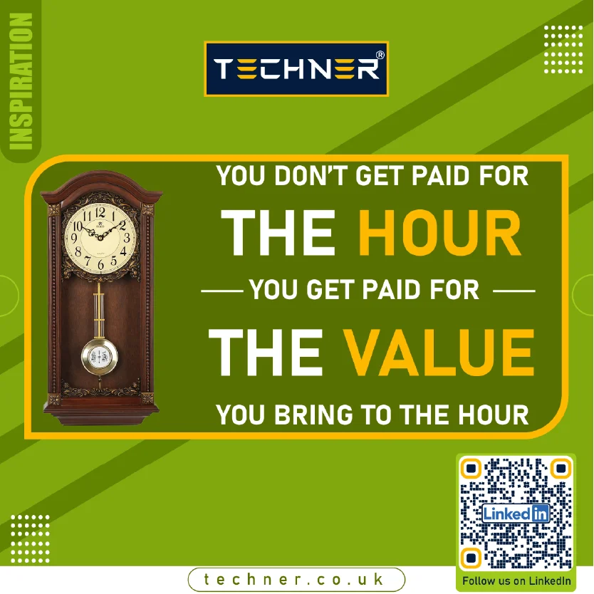 Techner Inspirational Quote - You Dont Get Paid For The Hour You Get Paid For The Value You Bring To The Hour