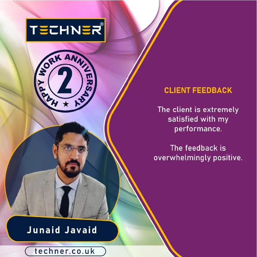 Techner Work Anniversary Junaid Javaid