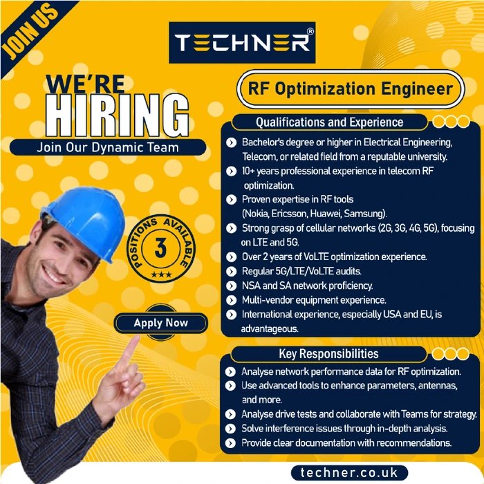 Techner - Jobs - RF Optimization Engineer (03 Positions)