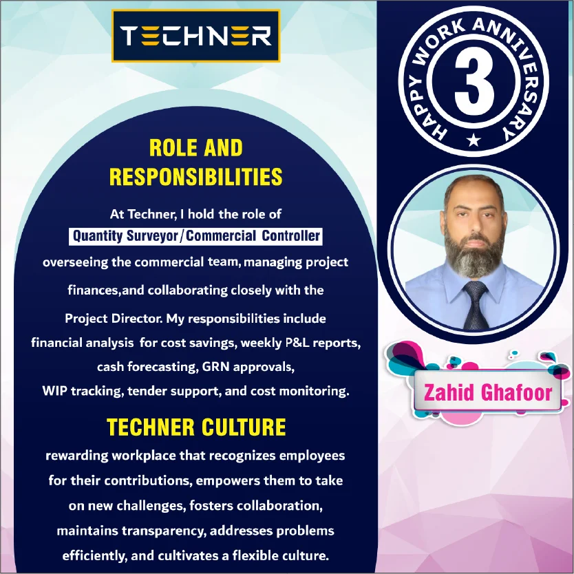 Techner Staff Work Anniversary Zahid Ghafoor