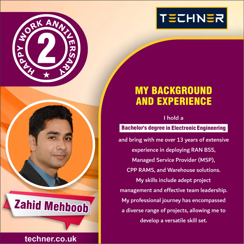 Techner Staff Work Anniversary Zahid Mehboob