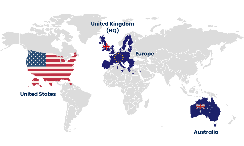 Techner Contact Us Page - Global Presence White