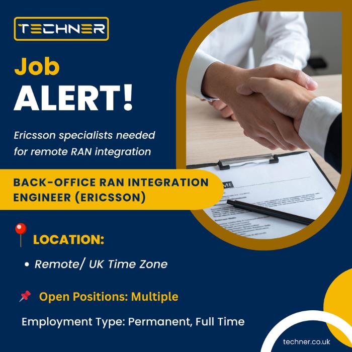 2025 04 12 Back Office RAN Integration Engineer Ericsson Job Post 1