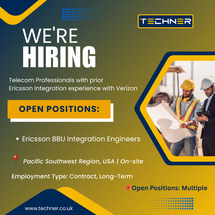 2026 09 16 Ericsson BBU Integration Engineers Job Post